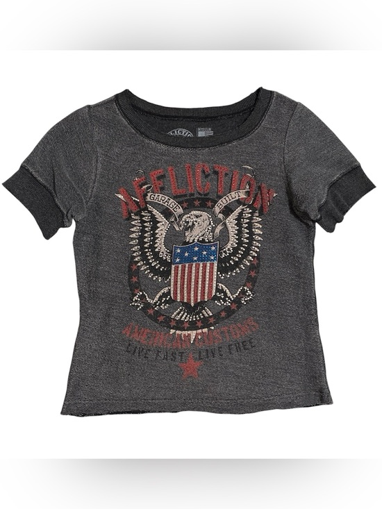 Affliction Tops - Affliction Live Fast Cropped Eagle Graphic Tee